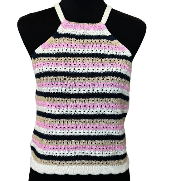 New ~ VERO MODA ~ Shaji Stripe Cotton Blend Knit Halter Top Size XL FALL - Picture 3 of 11